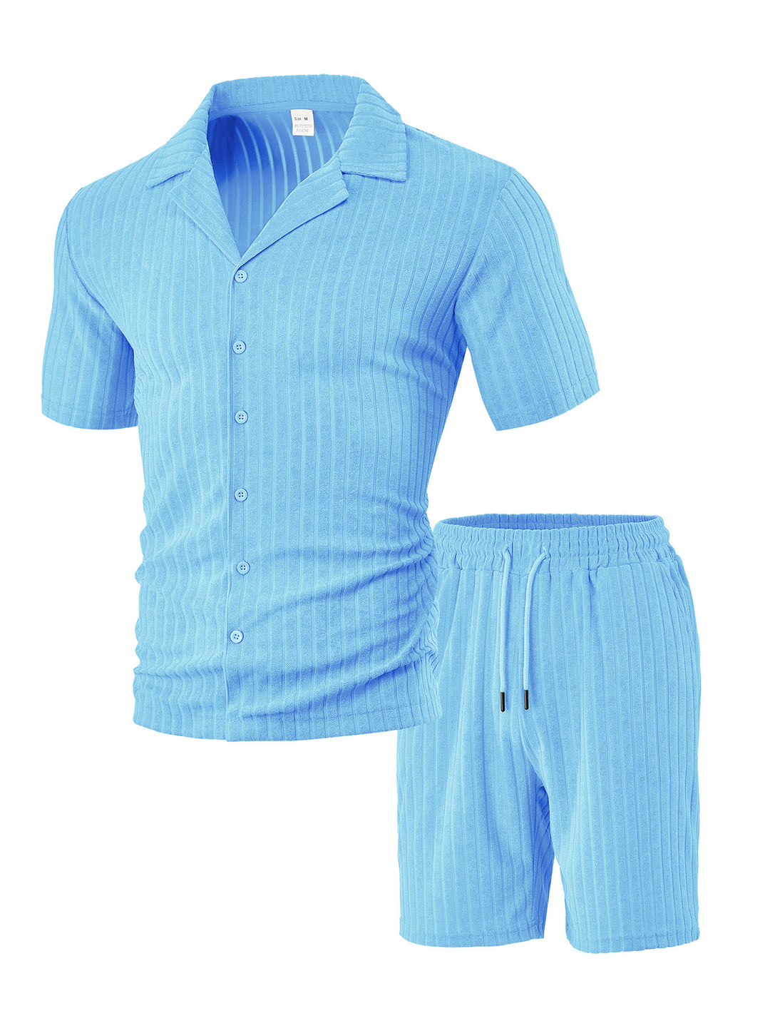 Herren lässiges Kurzarm-Oberteil und Shorts Set mit strukturiertem Design Drune