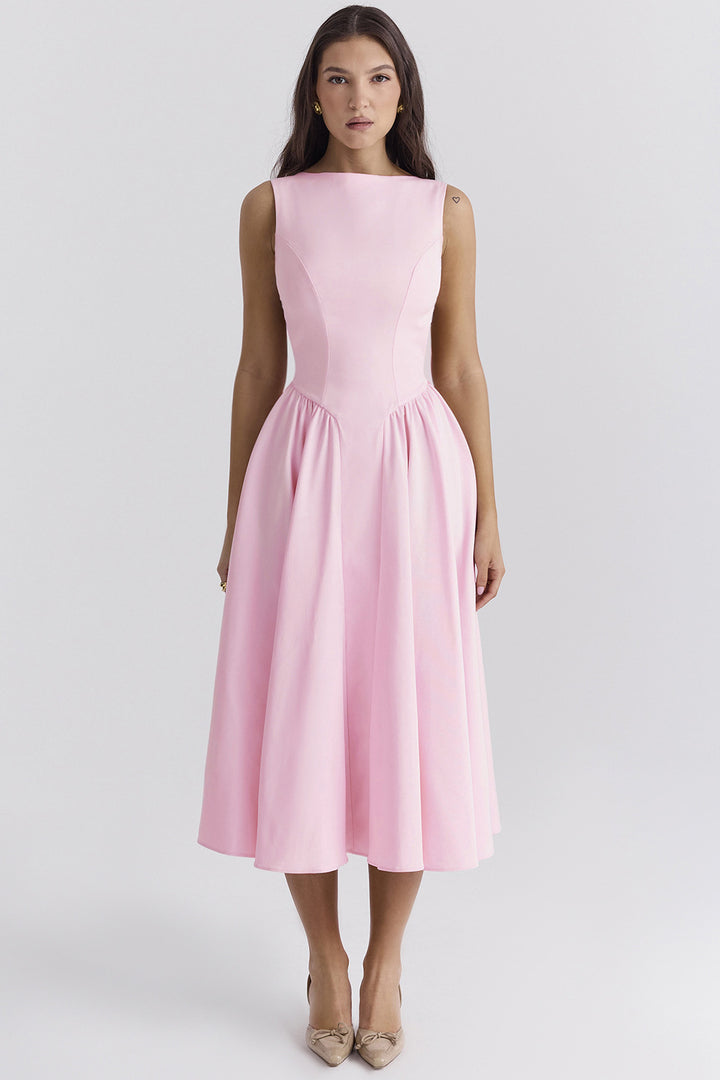 Damen Elegantes Midi-Kleid mit ausgefallenem Schnitt Drune