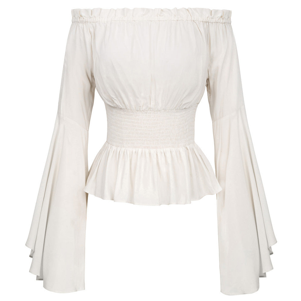Damen Hemdbluse mit schulterfreiem Design und voluminösen Ärmeln Drune