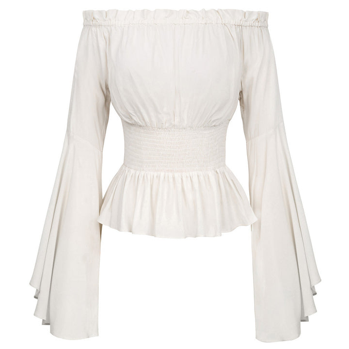 Damen Hemdbluse mit schulterfreiem Design und voluminösen Ärmeln Drune