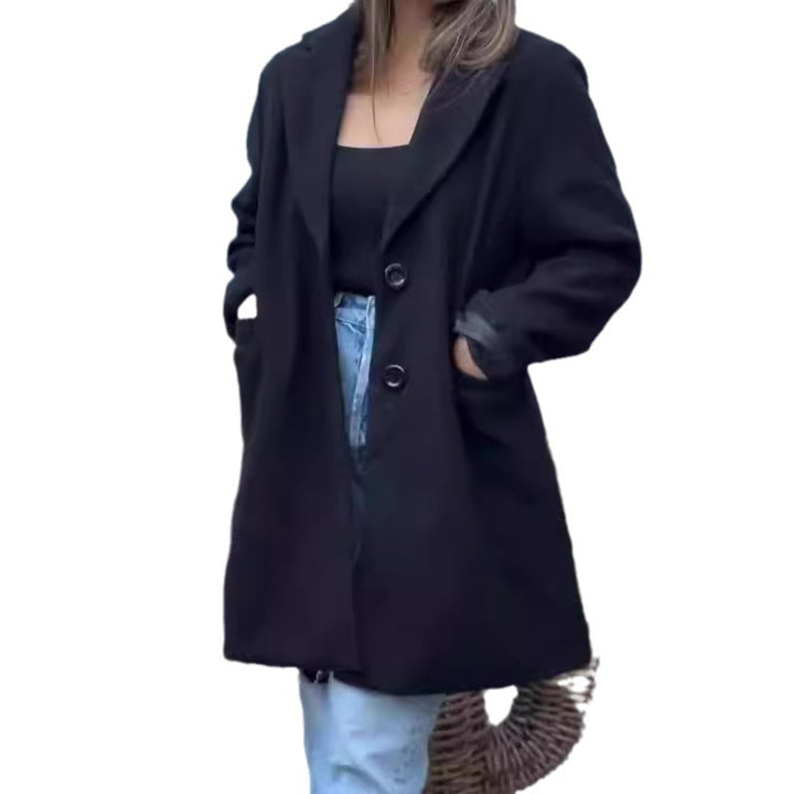 Damen eleganter Wollmantel mit schickem Reverskragen Drune