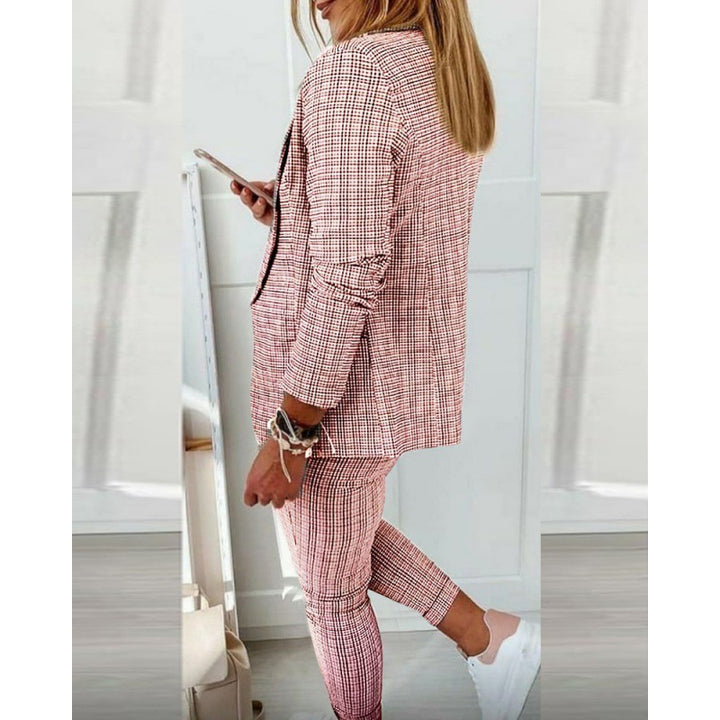 Damen elegantes Karomuster-Anzugset Drune