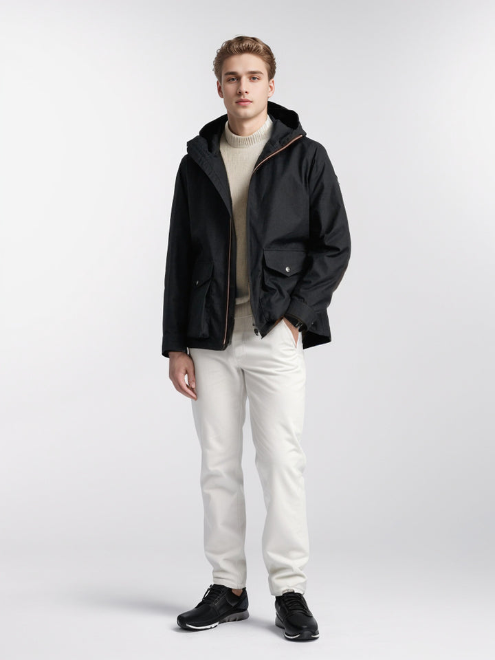 Herren funktionale Übergangsjacke mit abnehmbarer Kapuze Drune