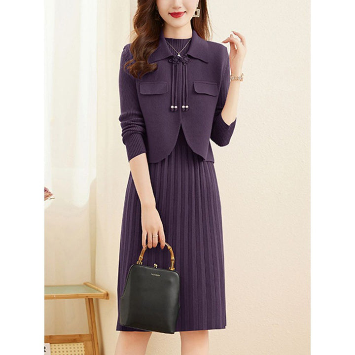 Damen Strickkleid mit kombiniertem Blazer-Design und feiner Rippstruktur Drune