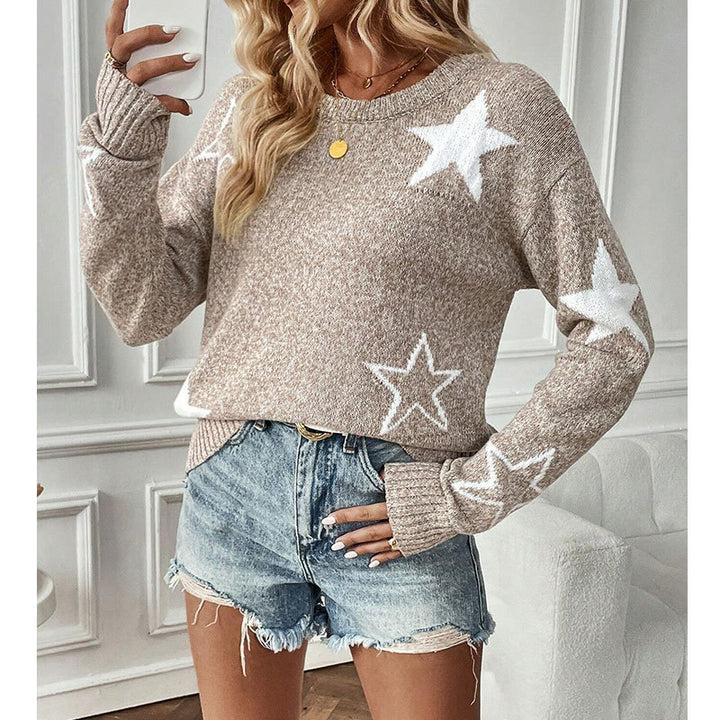 Damen Strickpullover mit auffälligem Sternenmuster Drune