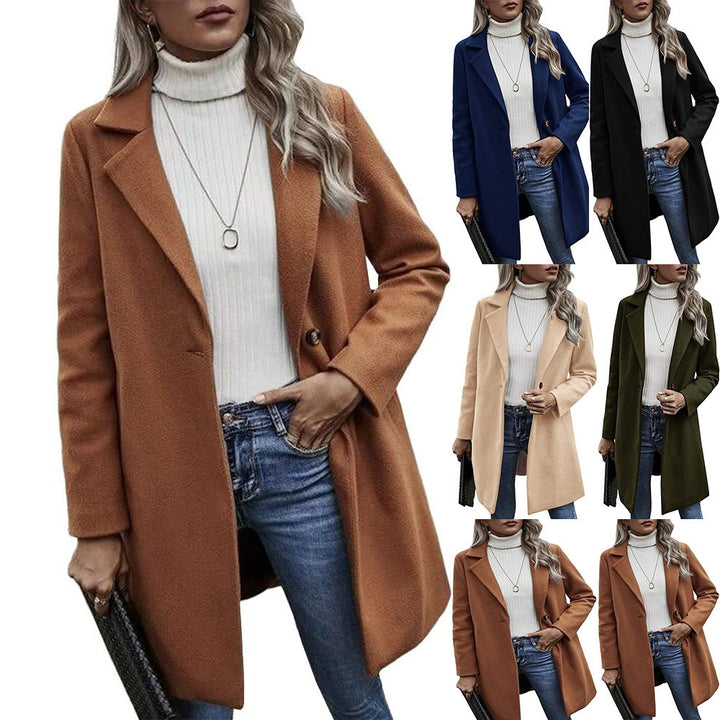 Damen modischer Wollmantel mit elegantem Revers Drune