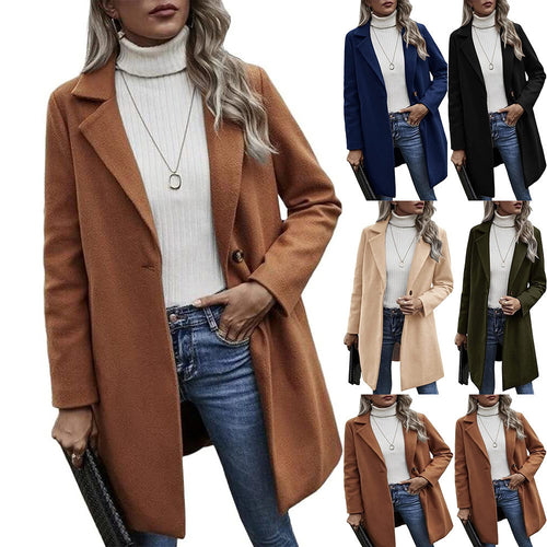 Damen modischer Wollmantel mit elegantem Revers Drune