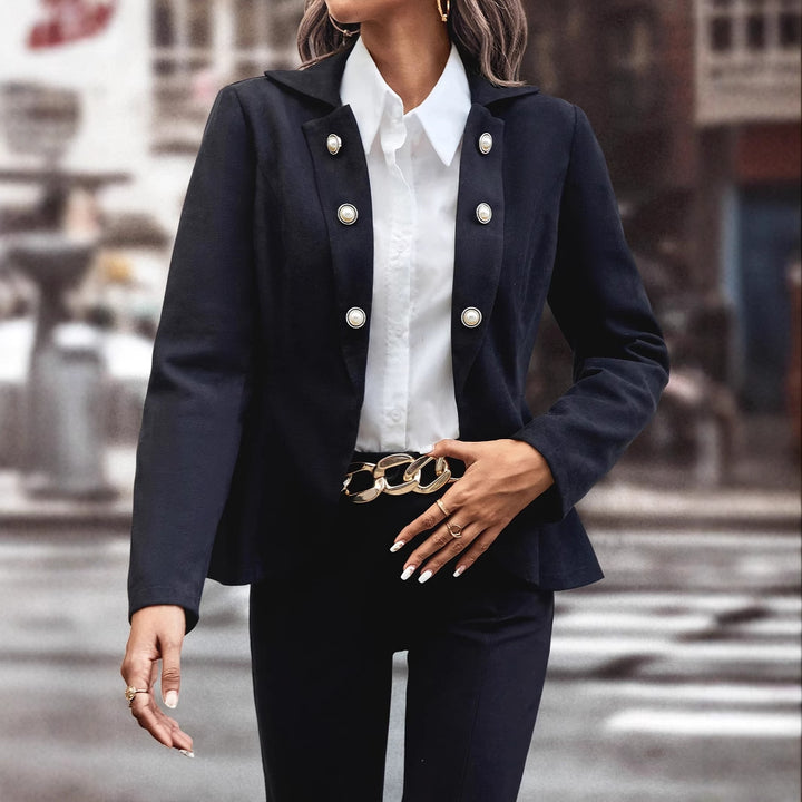Damen elegante Bikerjacke mit Knöpfen und taillierter Silhouette Drune