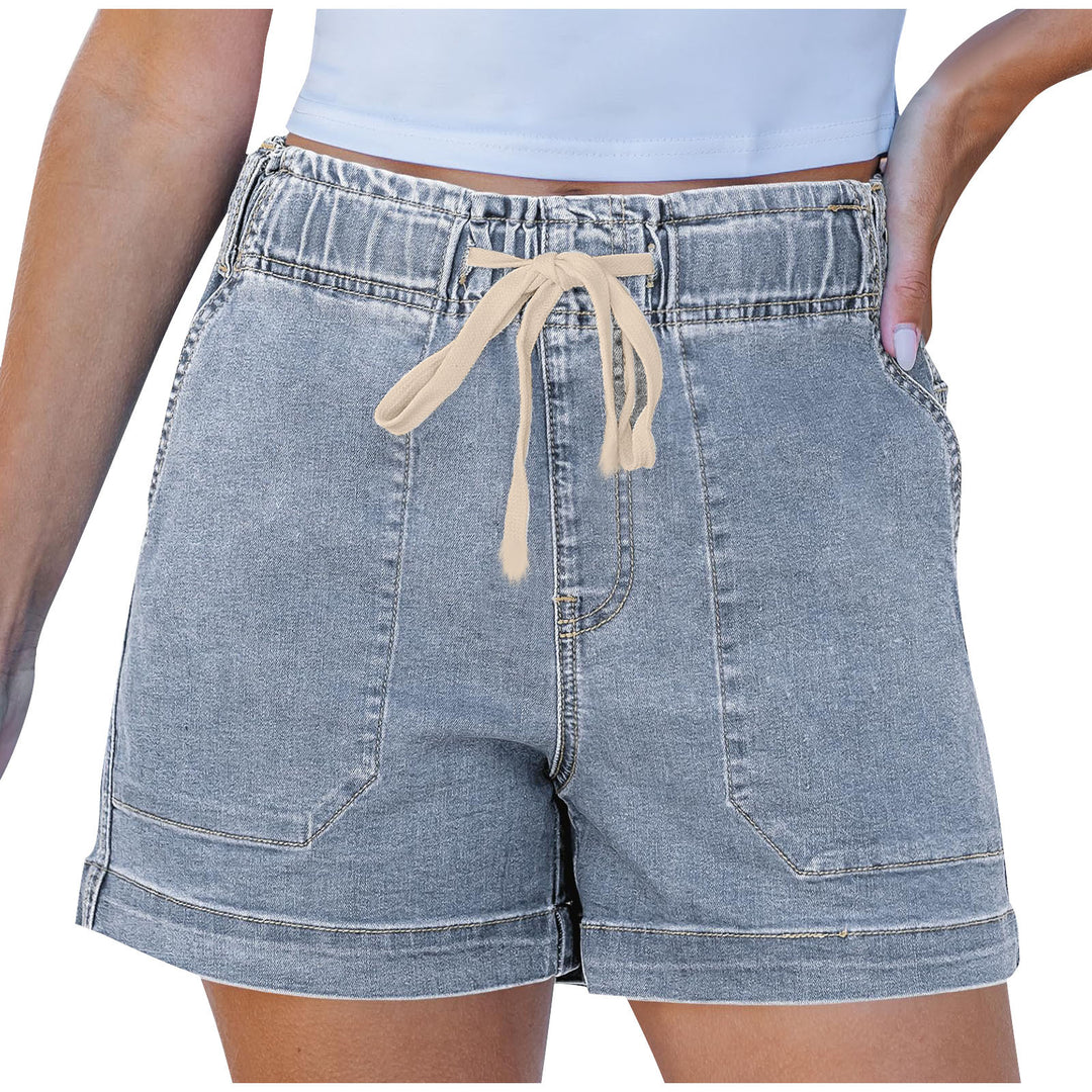 Damen bequeme Denim-Shorts mit Gummizug und praktischen Taschen Drune
