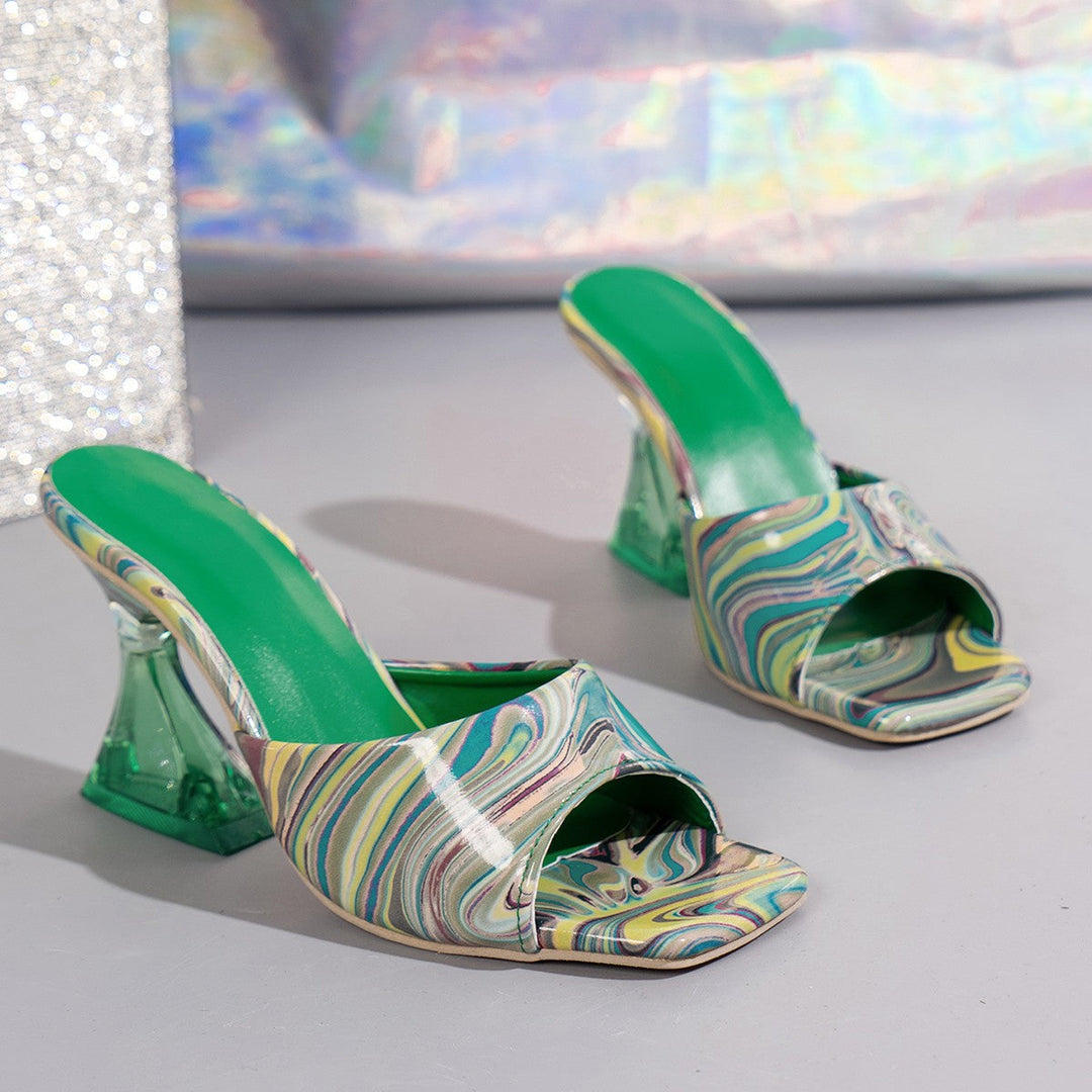 Damen Modische Plateau-Sandalen mit einer eleganten Marmor-Optik und komfortablem Fußbett Drune