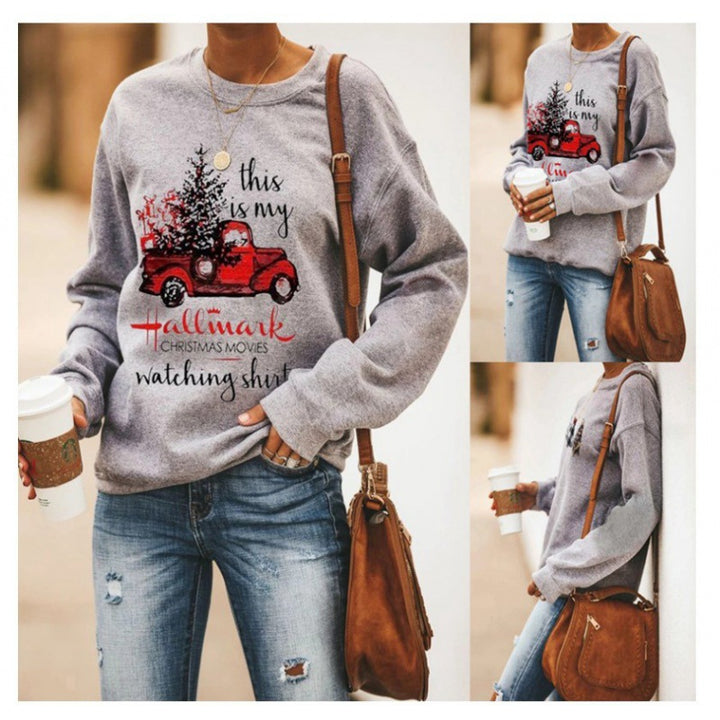 Damen Sweatshirt mit festlichem Motiv und lässigem Schnitt Drune