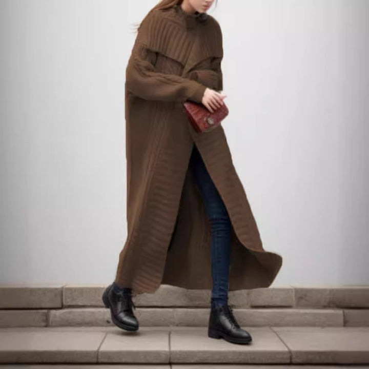 Damen Grobstrickmantel mit weit geschnittenen Ärmeln und modernem Design Drune