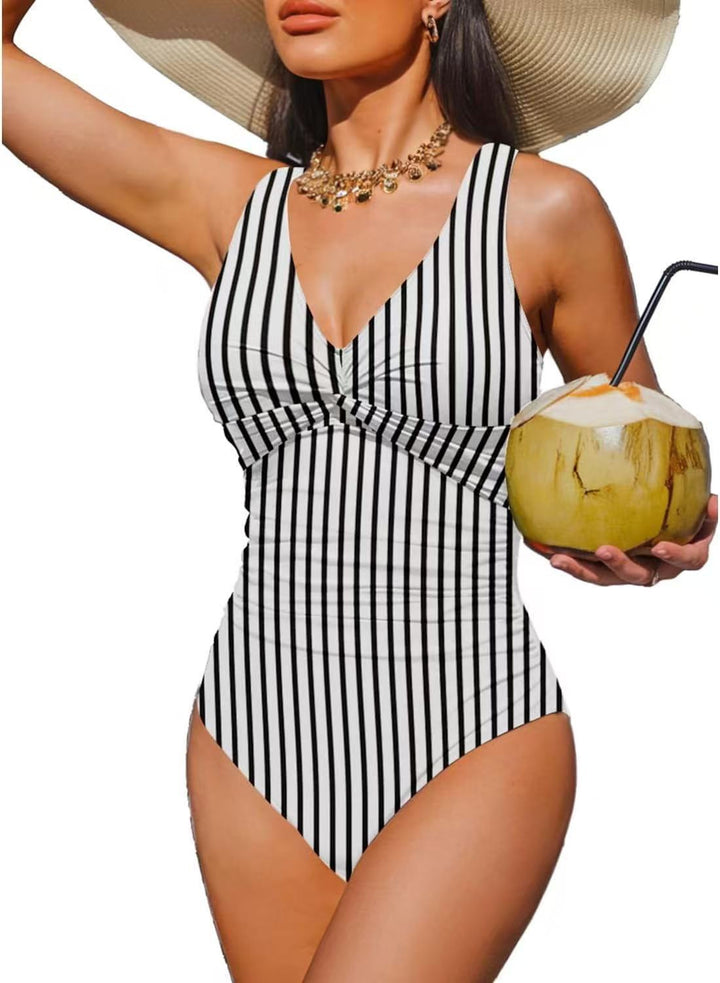 Damen Eleganter Einteiler Badeanzug mit modischem Twist Drune