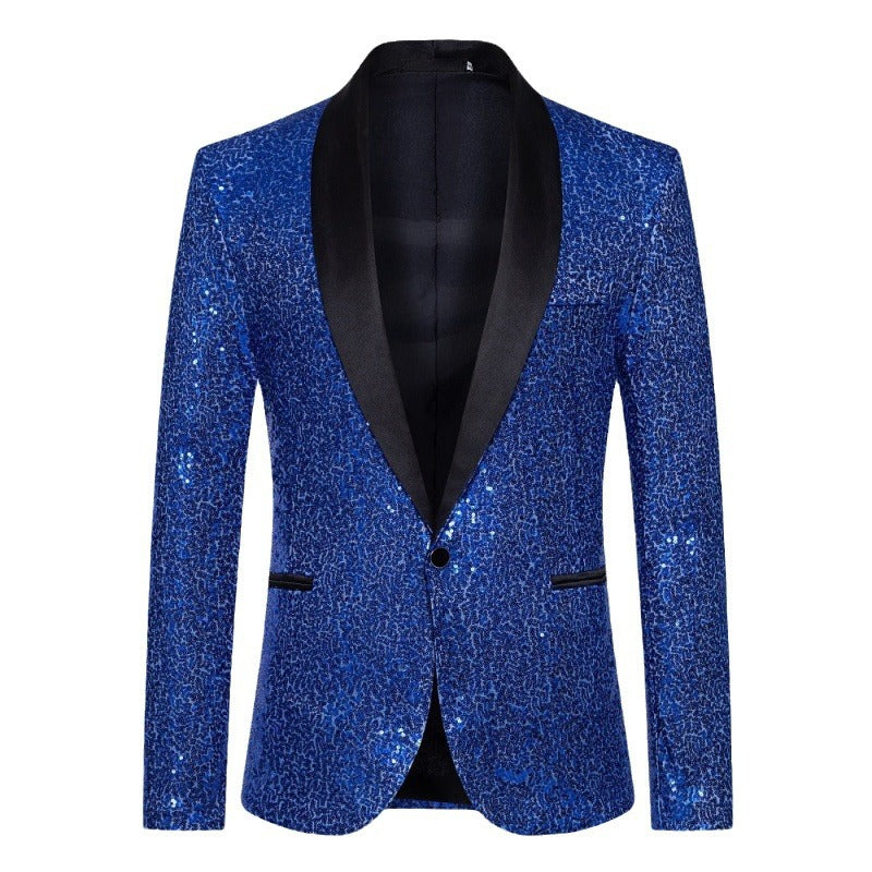 Drune Herren Pailletten-Blazer mit Schalkragen