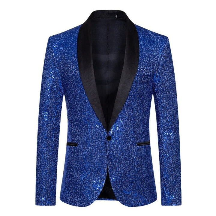 Drune Herren Pailletten-Blazer mit Schalkragen