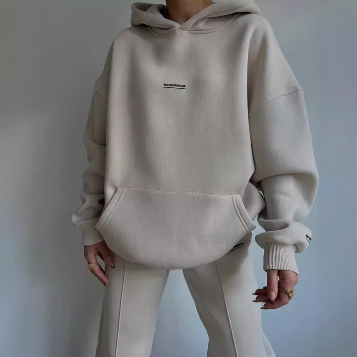 Damen lässiger oversized Kapuzenpullover mit praktischer Kängurutasche Drune