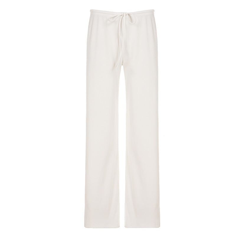 Damen Weite Jersey-Hose mit elastischem Bund und Kordelzug Drune