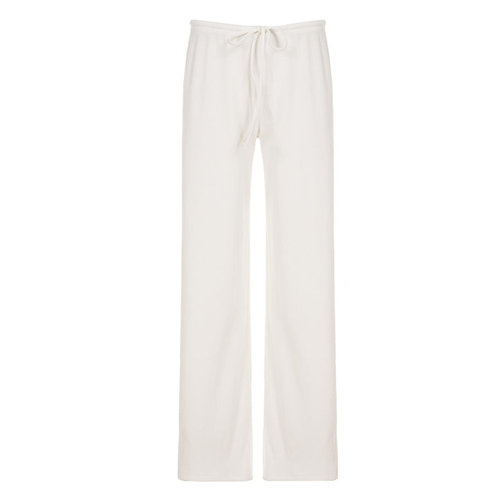 Damen lässige Wide-Leg-Hose mit verstellbarem Bund Drune
