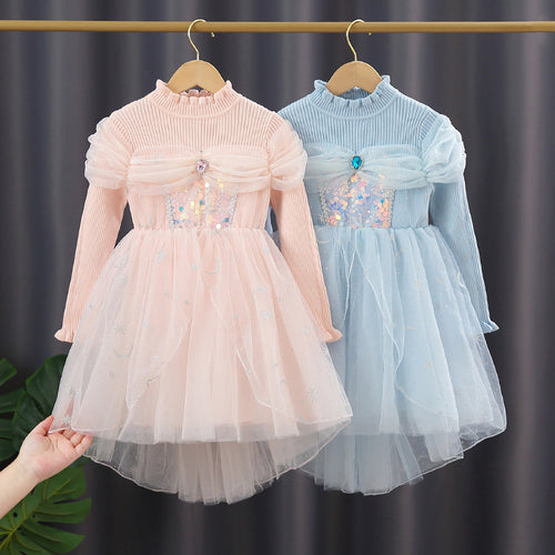 Mädchen festliches Tüllkleid mit funkelnden Applikationen Drune