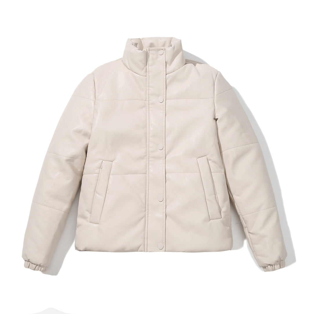 Damenkuschelige Kunstlederjacke mit raffiniertem Steppdesign Drune