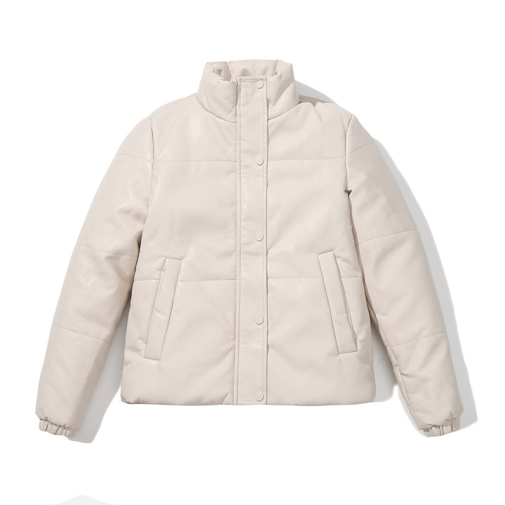 Damenkuschelige Kunstlederjacke mit raffiniertem Steppdesign Drune