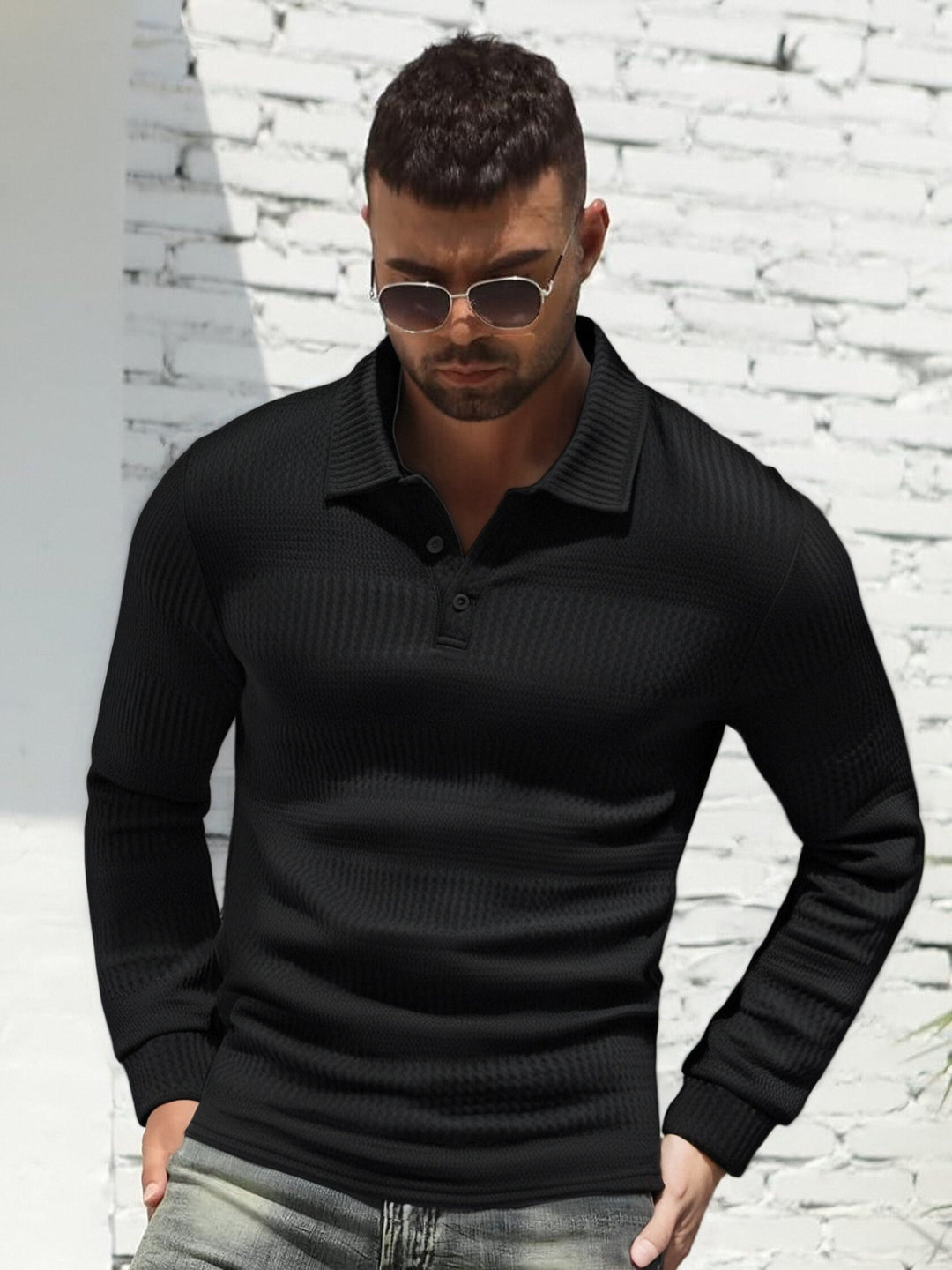 Herren Langarm Poloshirt Drune