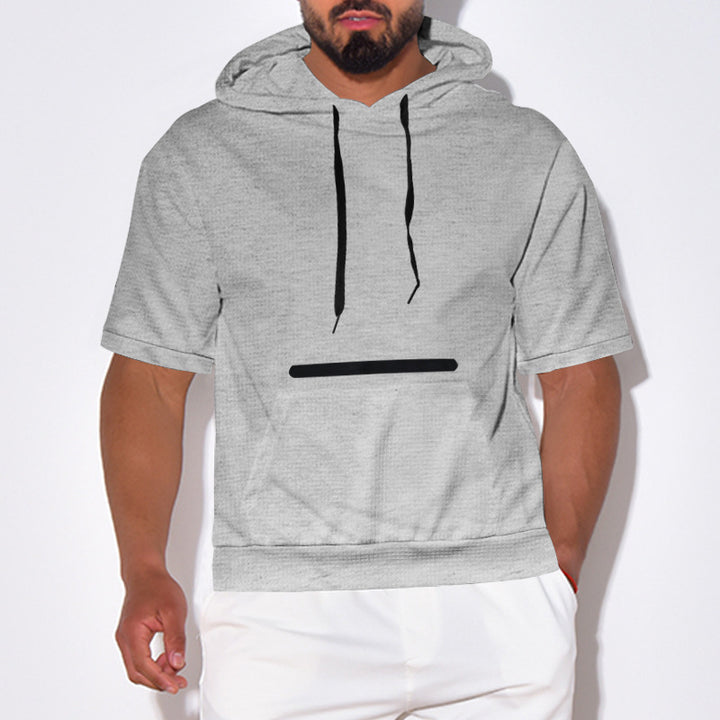 Herren Kurzarm Kapuzenpullover mit innovativem Design und praktischer Tasche Drune