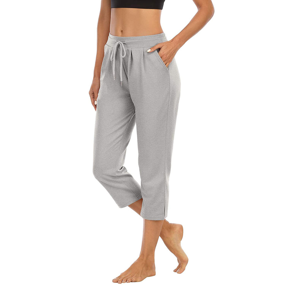 Damen nan komfortable Loungehose mit hohem Bund Tunnelzug Seitentaschen und leichtem Stretch Drune
