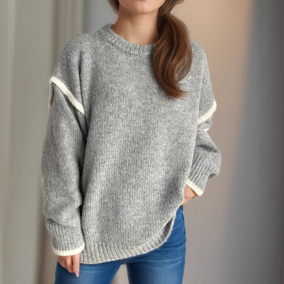 Damen Grobstrickpullover mit lässigem Schnitt und strukturiertem Design Drune