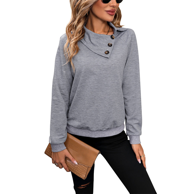 Bequemes Langarm Damen Sweatshirt mit Kragen Drune