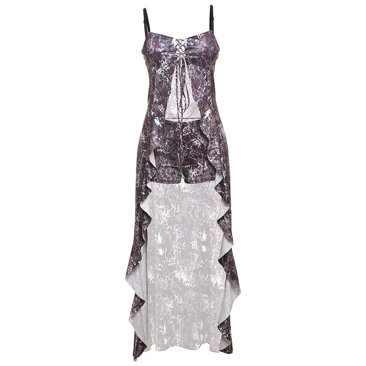 Damen Elegantes Maxi-Kleid mit einzigartigem Schlitzdesign und raffinierten Rüschendetails Drune
