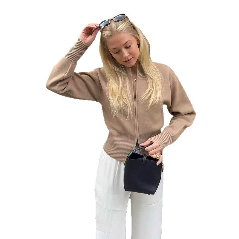 Damen Elegante Strickjacke mit Kängurutasche und zeitgemäßem Schnitt Drune