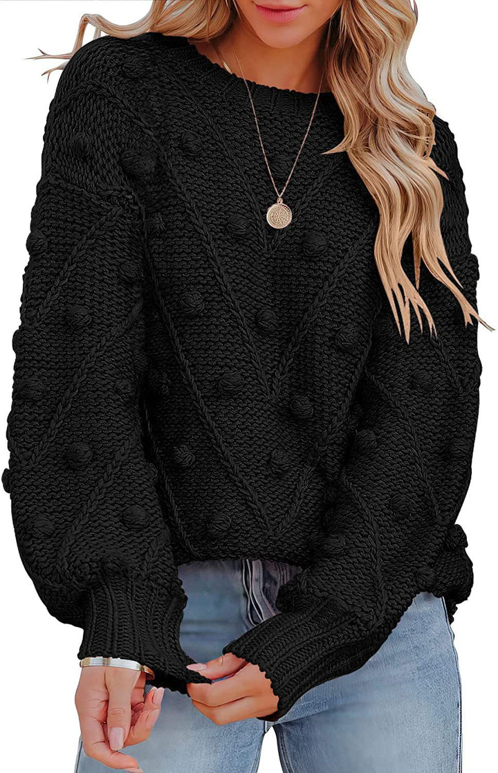 Damen stylischer Strickpullover mit strukturiertem 3D-Muster Drune