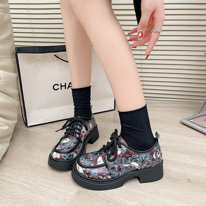 Damen Modische Plateausneaker mit floralem Muster und ausgefallenem Design Drune