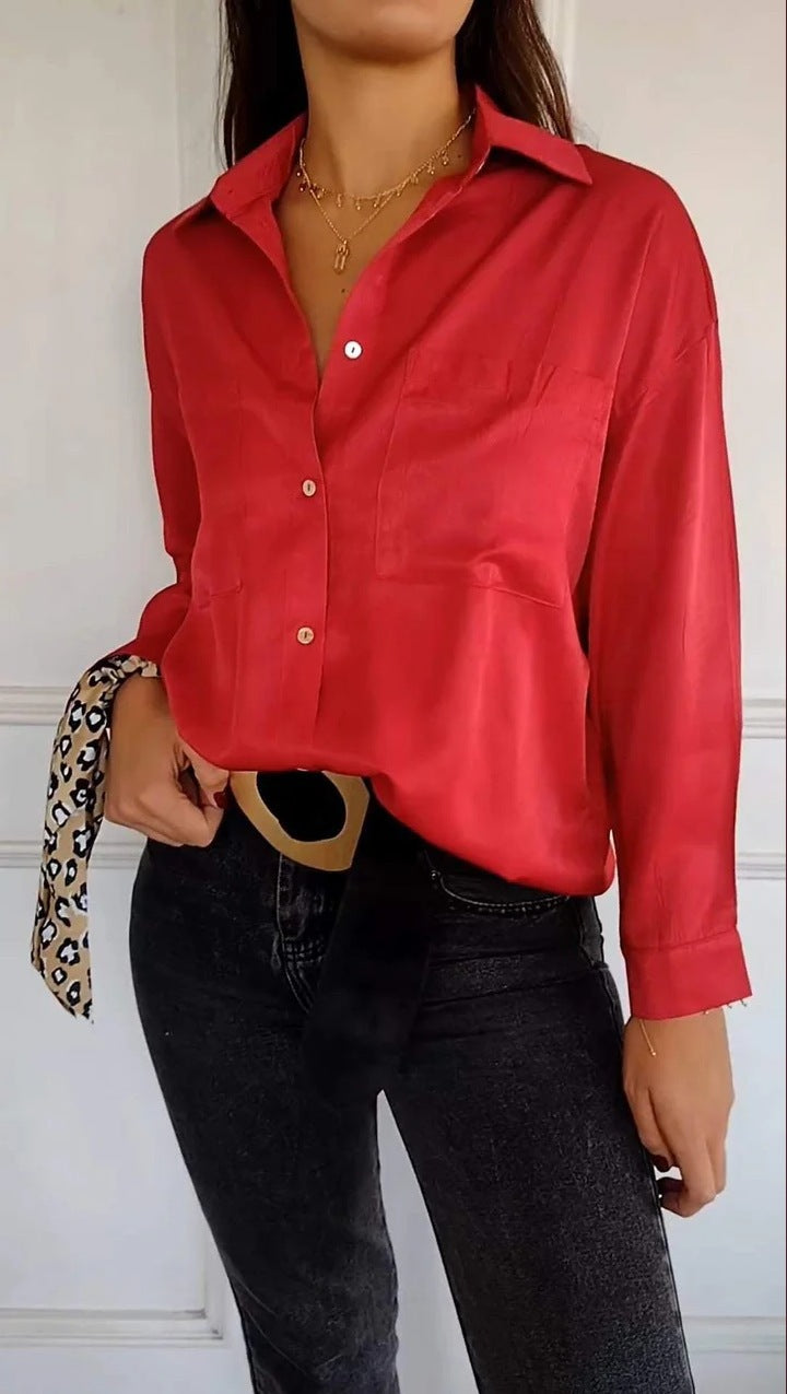 Damen Elegante Bluse mit Knopfleiste und feinen Details Drune