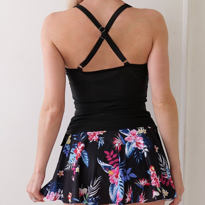 Damen Tankini-Set mit floralem Rock und figurformendem Oberteil Drune