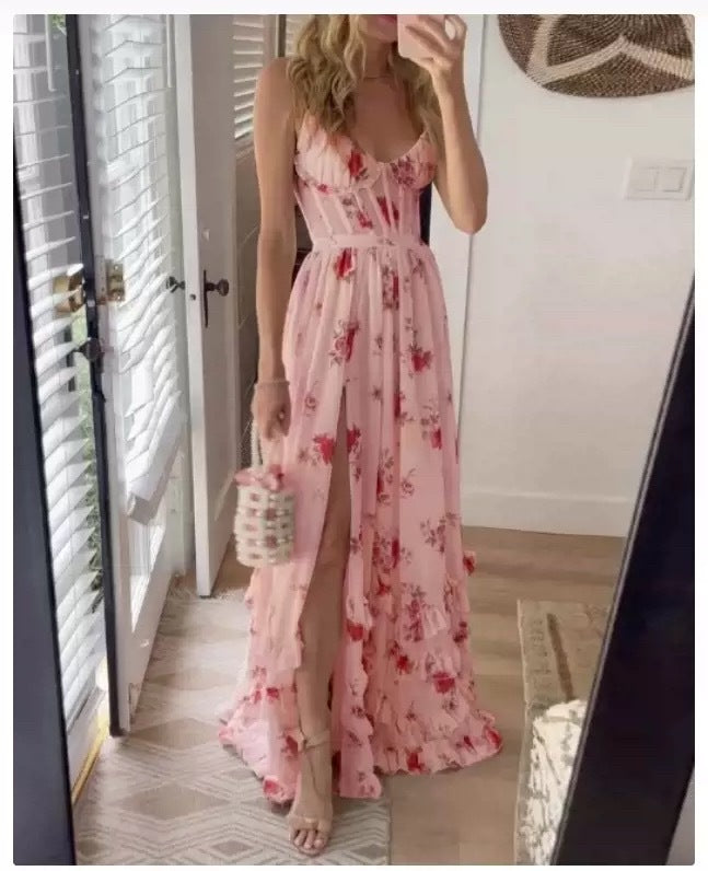 Drune | Bedrucktes Strandurlaub Langrock Kleid