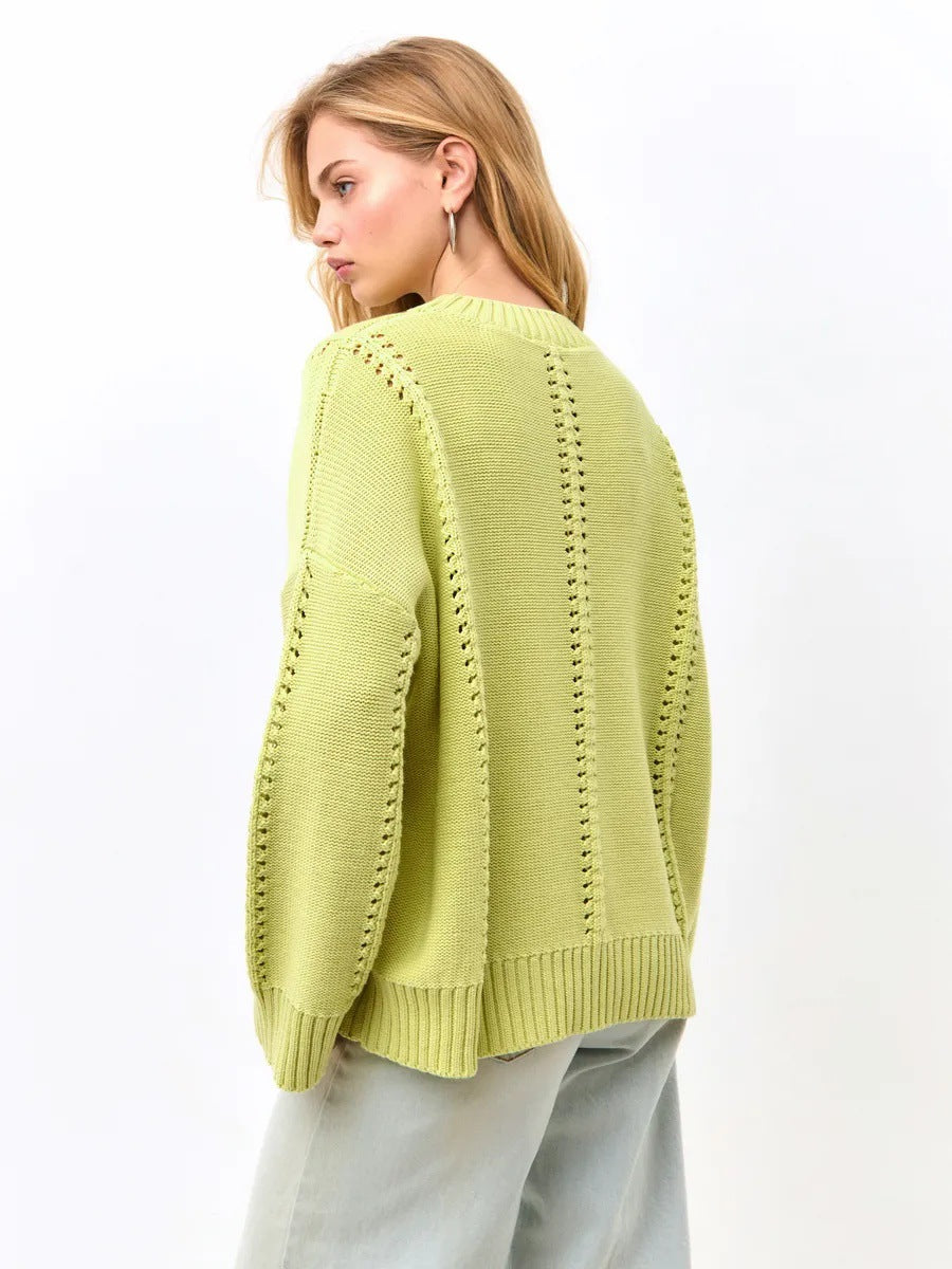 Damen Übergroßer Strickpullover mit luftiger Struktur und besonderen Details Drune