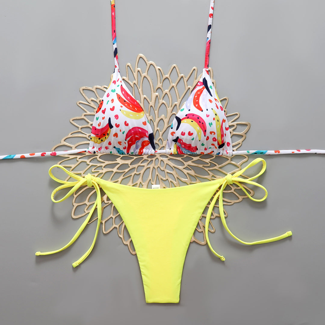 Damen Bikini-Set mit bunten Motiven und verstellbaren Seitenbändern Drune