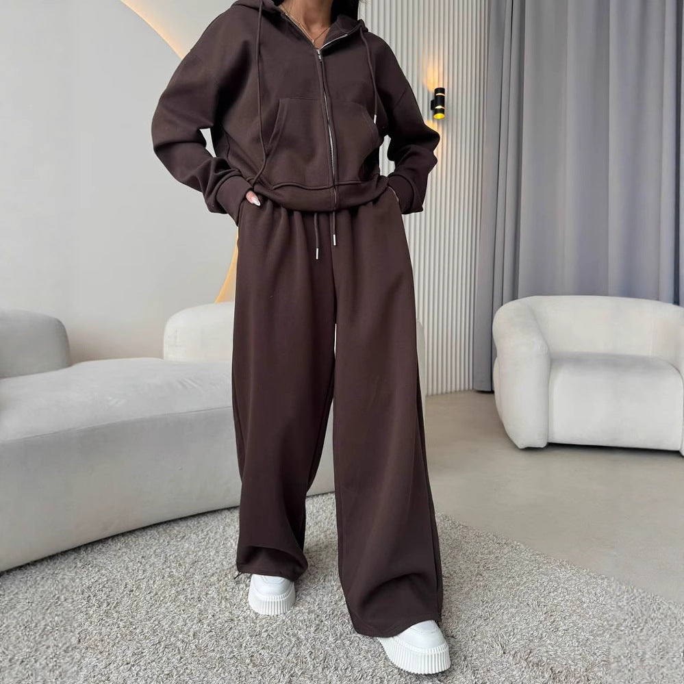 Damen bequemer und eleganter Hoodie mit weiten Hosen Drune