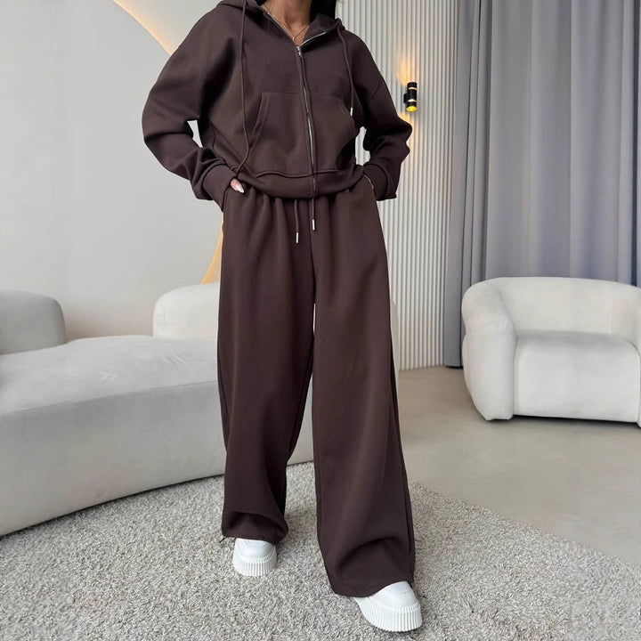 Damen bequemer und eleganter Hoodie mit weiten Hosen Drune