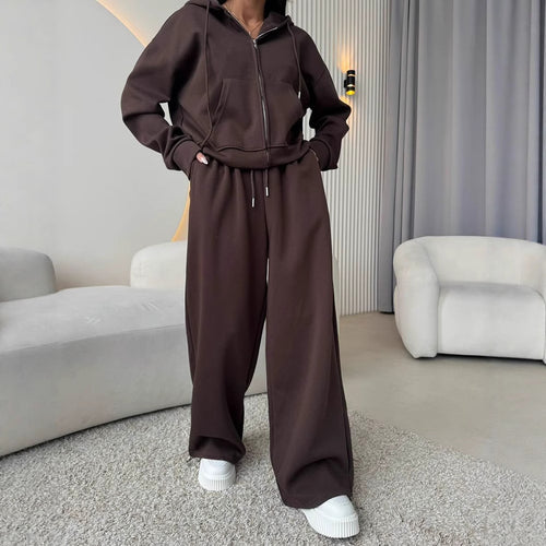 Damen bequemer und eleganter Hoodie mit weiten Hosen Drune