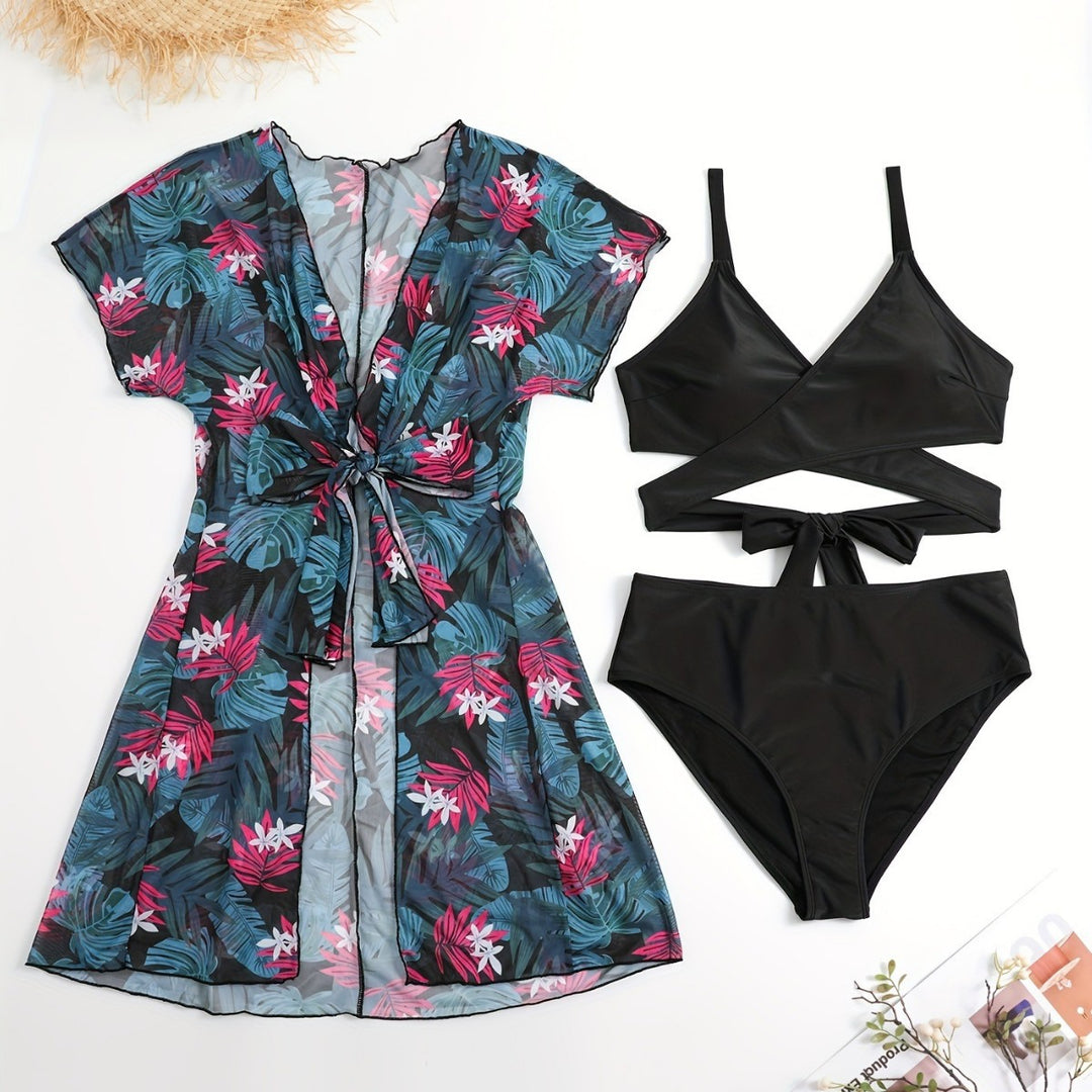 Damen Wickelkleid und Bikini-Set Drune