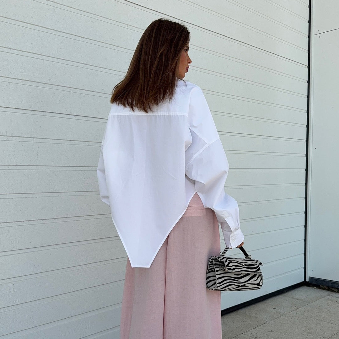 Damen Oversized Hemdbluse mit asymmetrischem Schnitt und modernen Details Drune