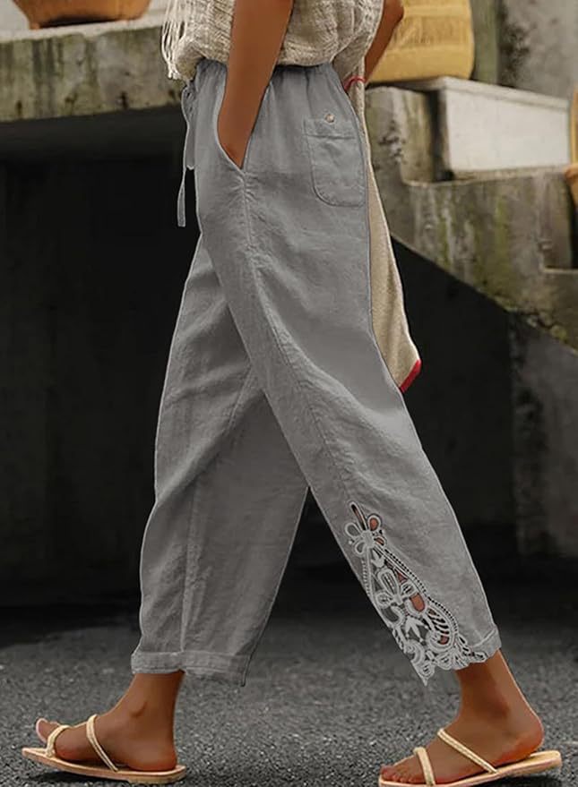 Damen Freizeithose mit aufwendigen Stickereien Drune