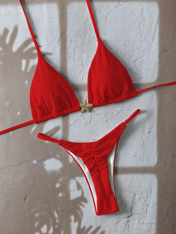 Damen Triangel-Bikini mit strukturiertem Stoff und maritimen Details Drune