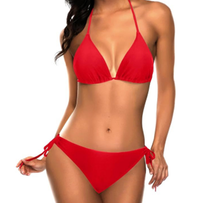 Damen Triangel-Bikini-Set mit verstellbaren Trägern und minimalistischem Design Drune