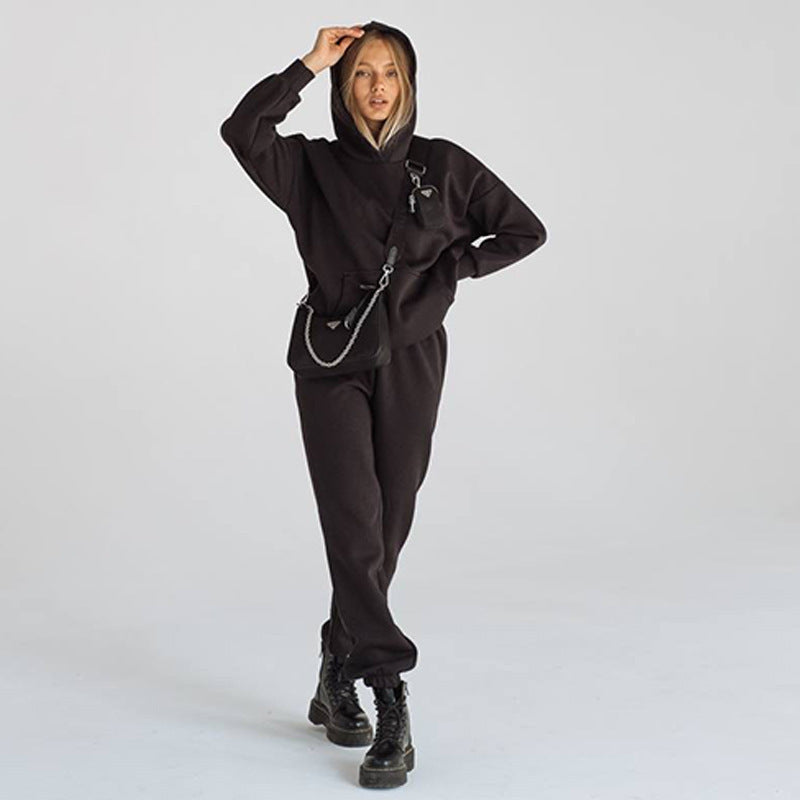 Damen sportliches Fleece-Set mit hohem Kragen Drune
