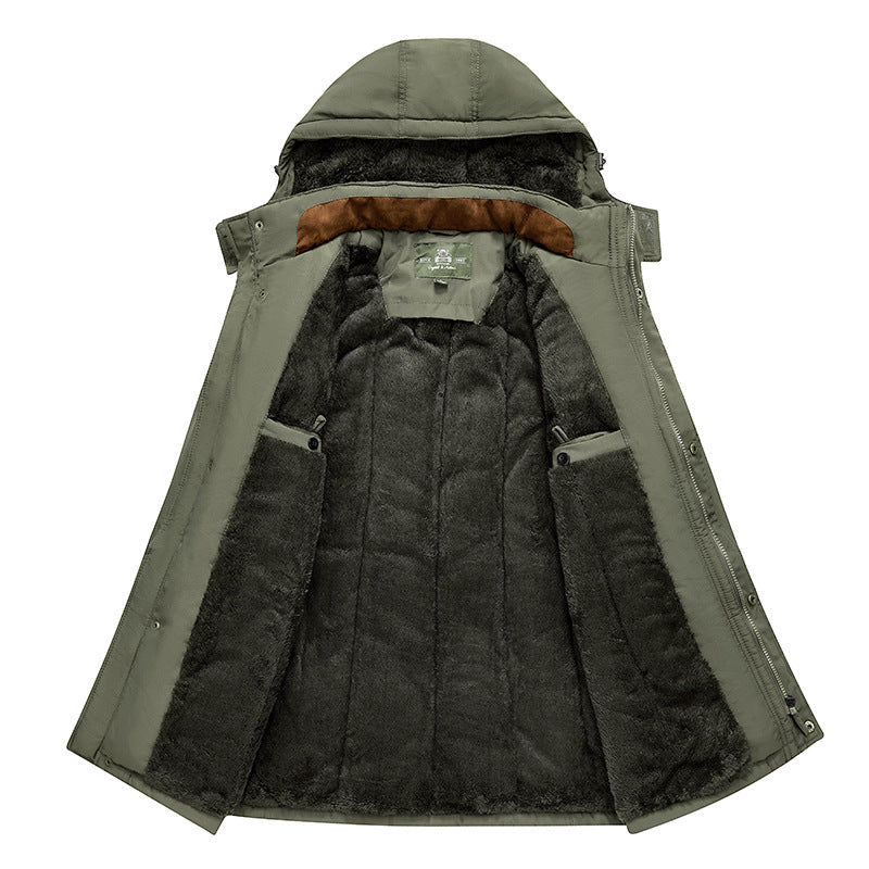 Herren  isolierte Kapuzen-Technik-Feldparka mit fleecegefüttertem Innenraum und Mehrfach-Taschen-Nutzungsdrune
