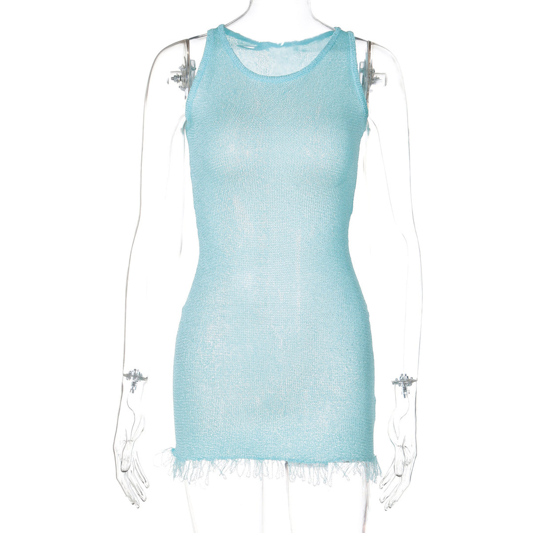 Damen Netzkleid mit zarten Fransen Drune